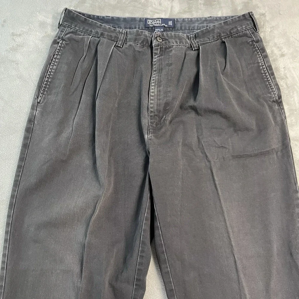Polo Ralph Lauren Andrew Pant Chino Pants Mens 35x30 Gray Pleated Relaxed Cotton